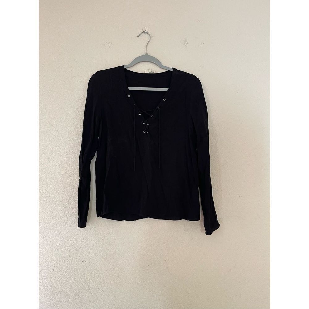 Wilfred free black lace up blouse size medium